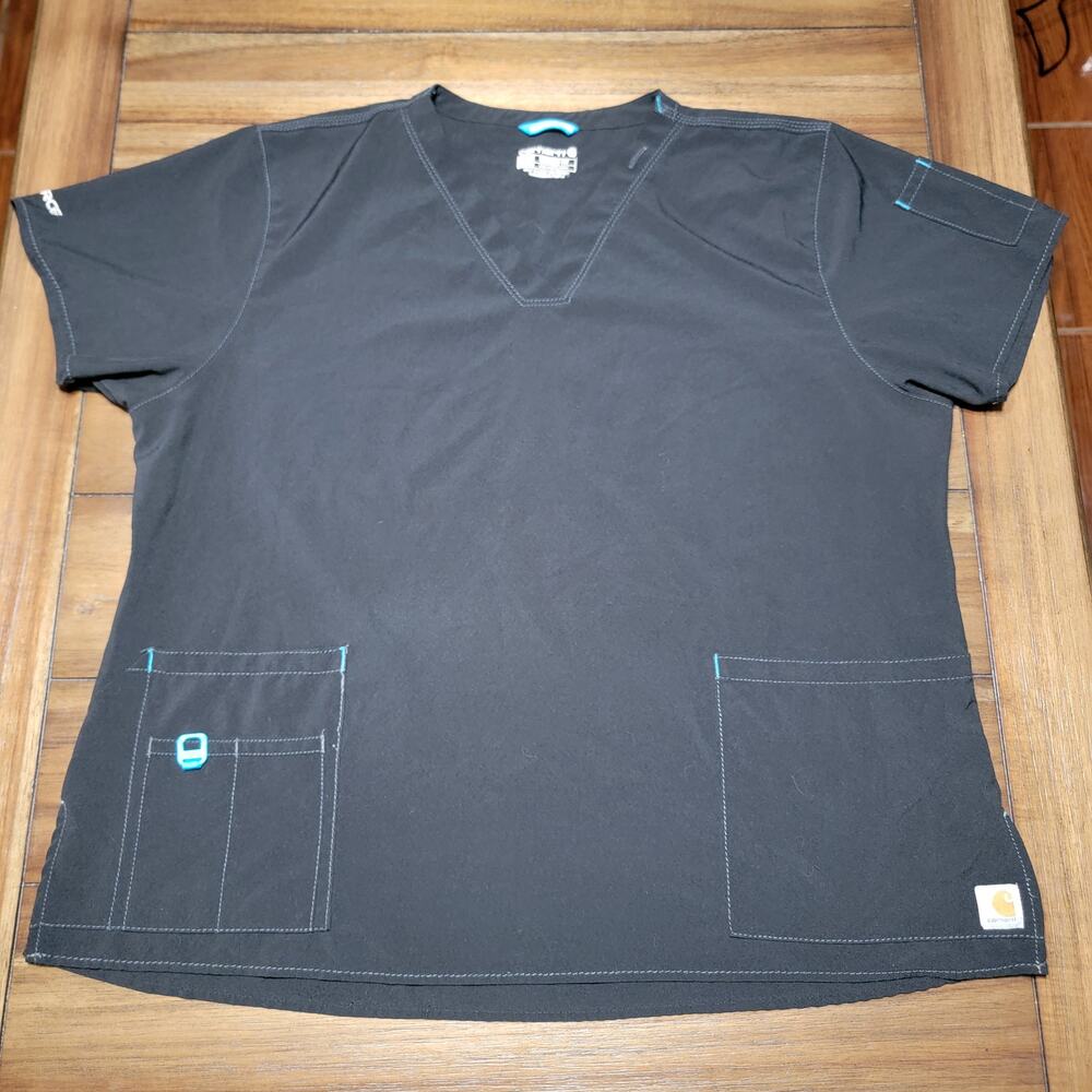 2 Pc Carhartt Black Scrub Set Modern Fit - Size 2XL - Picture 2 of 9